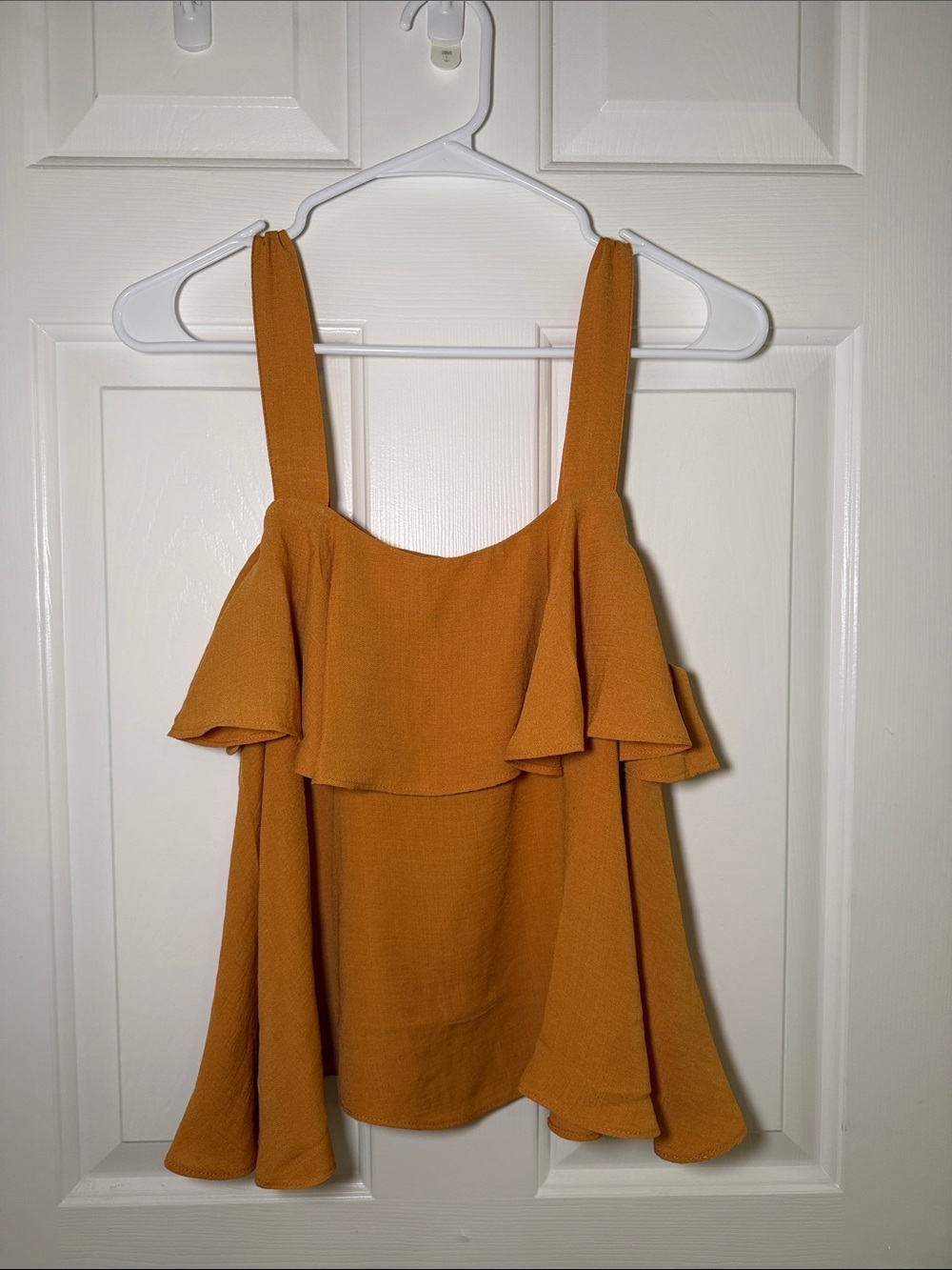Mustard Ruffled Sleeveless Tank Top